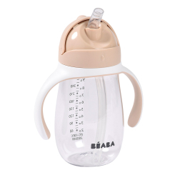 Детская посуда и аксессуары - Поильник Beaba с трубочкой-непроливайкой бежевый (913632)