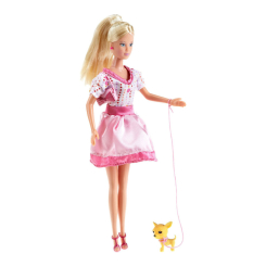 Куклы - Кукла Штеффи с собачкой и в розовом платьи в горошек Steffi & Evi Love (5734908-2)