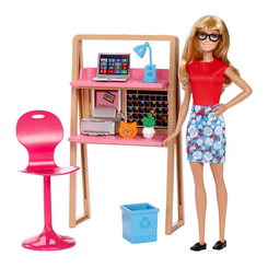 Мебель и домики - Набор мебели Barbie Офис с куклой (DVX51/DVX52)