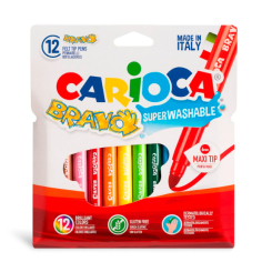 Канцтовари -  Фломастери Carioca Bravo 12 кольорів (42755)