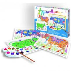 Товари для малювання - Набір для творчості Малювання акварельними фарбами Щасливі корови SentoSphere 9 кольорів (6350)