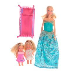 Уцененные игрушки - Уценка! Trade in! 385-1 Кукла Barbi с кроваткой Simba и 2 куколками.