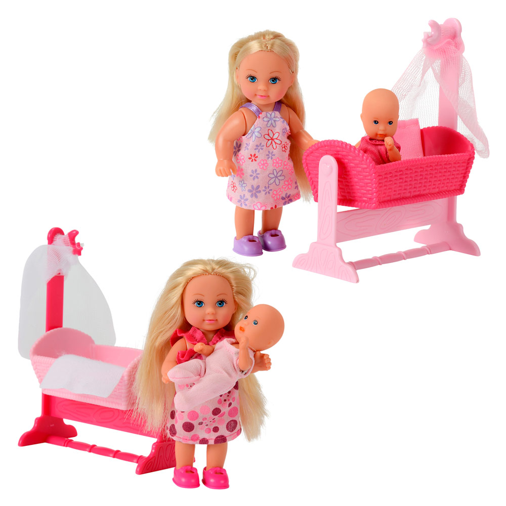 Акція на Кукла Ева с малышом в кроватке Steffi & Evi Love в ассортименте (5736242) від Будинок іграшок
