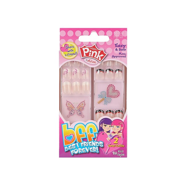 

Набор накладных ногтей Лучшая подруга навсегда Kiss Pink 28 шт (PBF03)