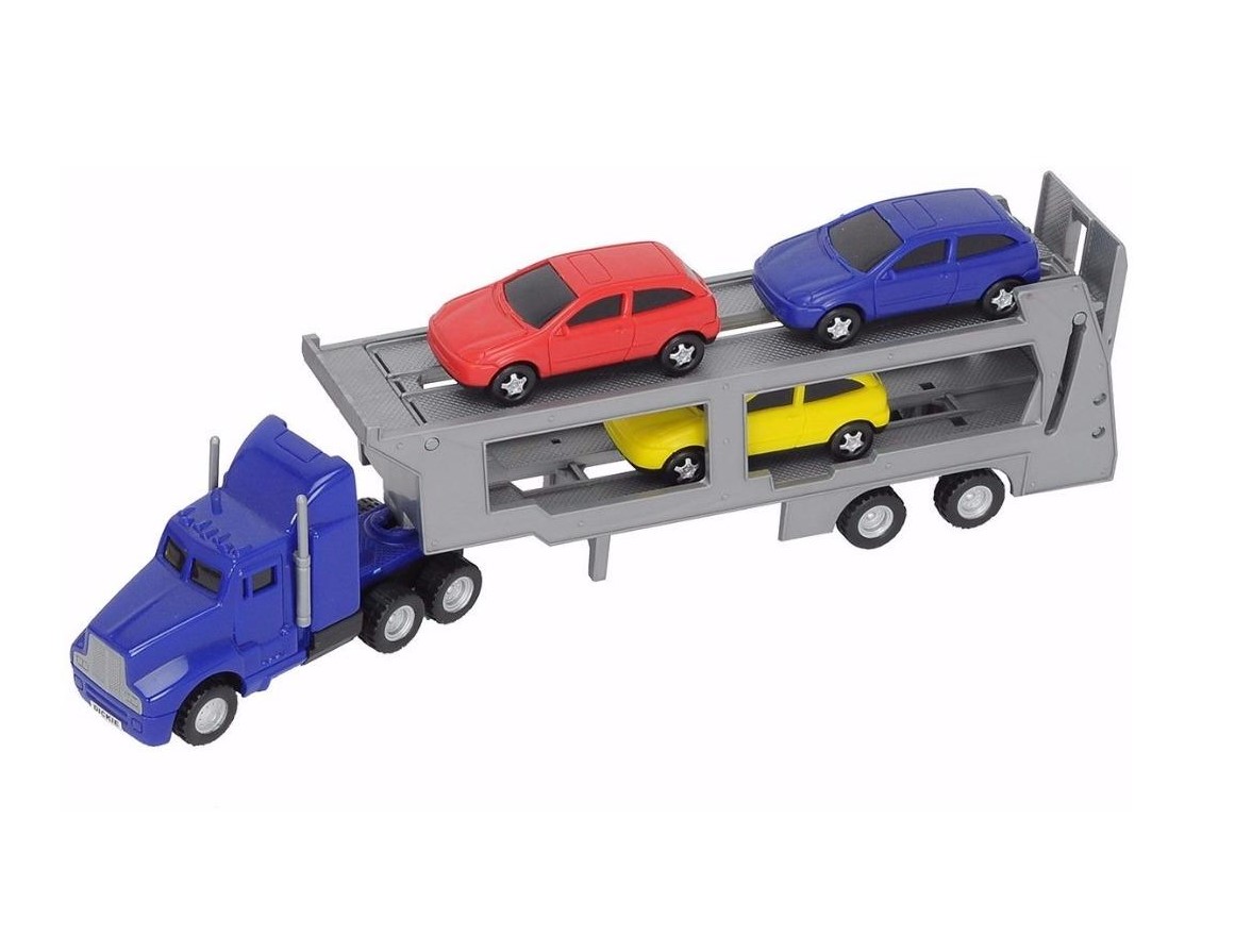 Акция на Автомодель Dickie Toys Автотранспортер з трьома машинками синій (3746000-3) от Будинок іграшок