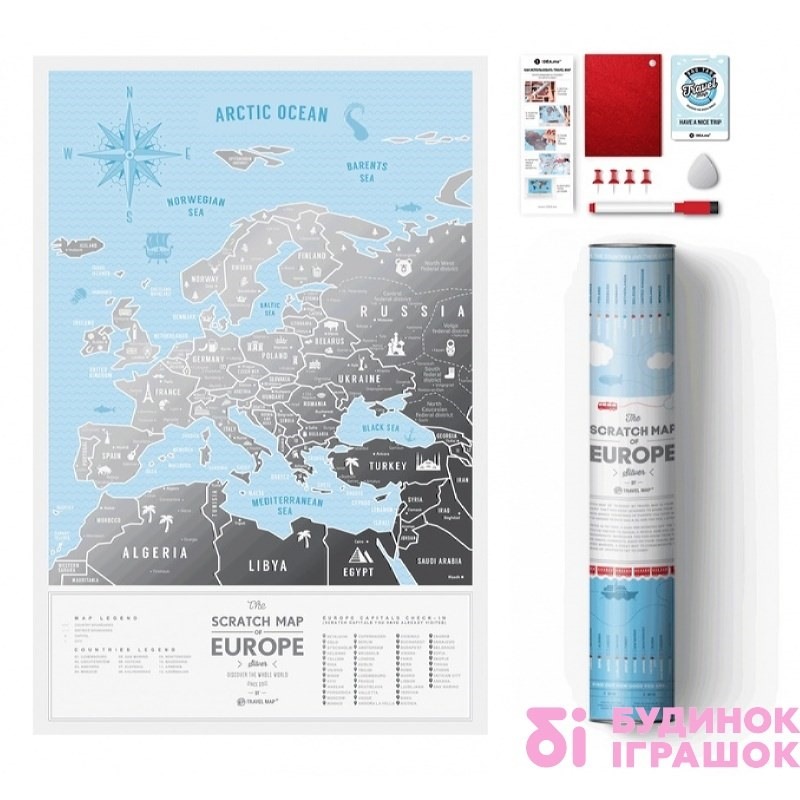 

Скретч карта Европы Silver Europe 1DEA.me Travel Map (4820191130098)