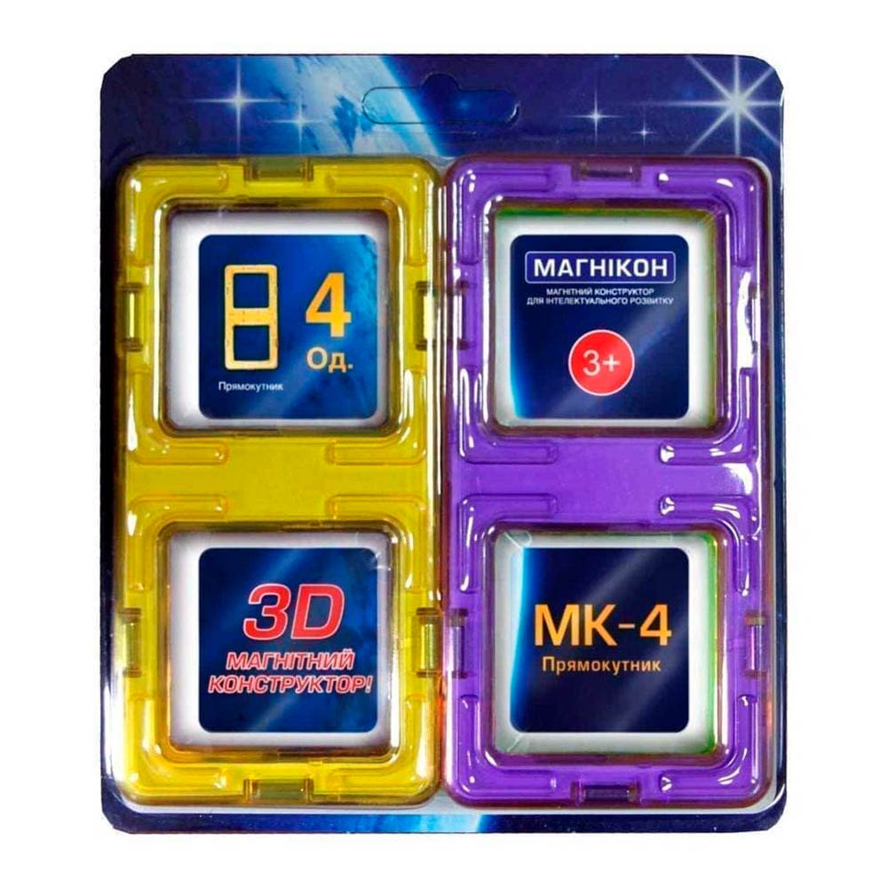 

Магнітний конструктор МАГНІКОН Прямокутник 4 шт (MK-4-ПР)