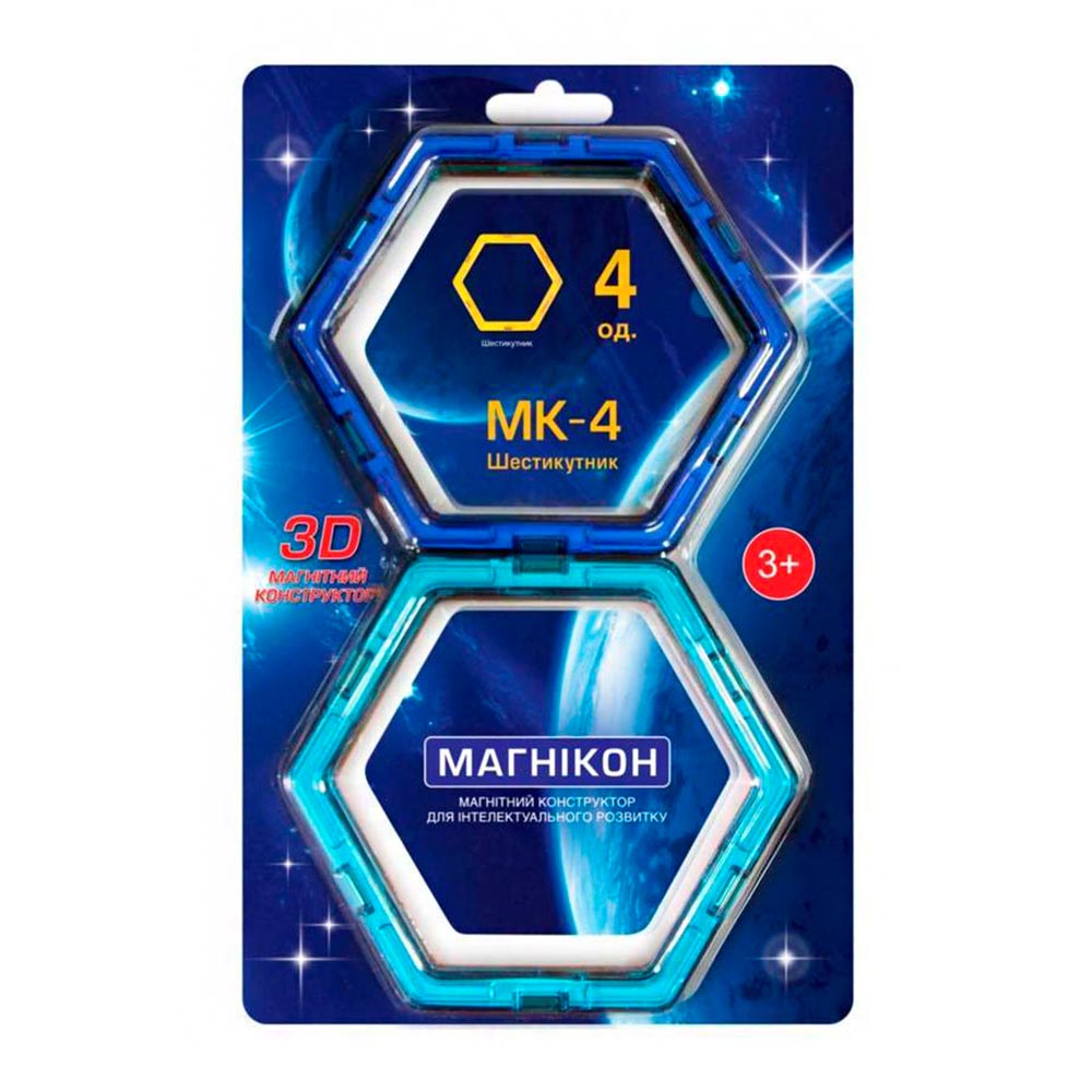 

Магнитный конструктор МАГНИКОН Шестиугольник 4 шт (MK-4-6У)