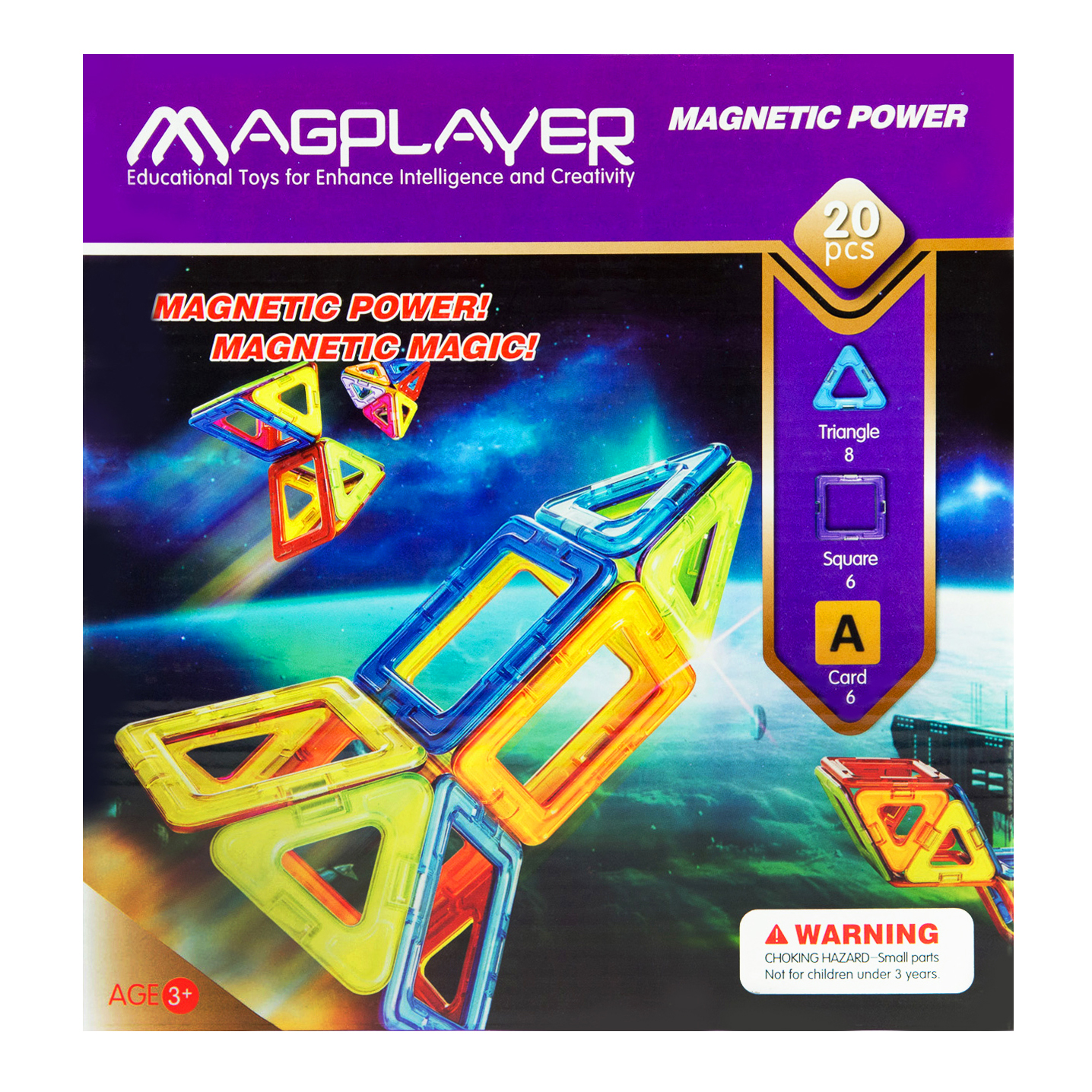 Акція на Конструктор Magplayer Магнітний набір 20 елементів (MPA-20) від Будинок іграшок