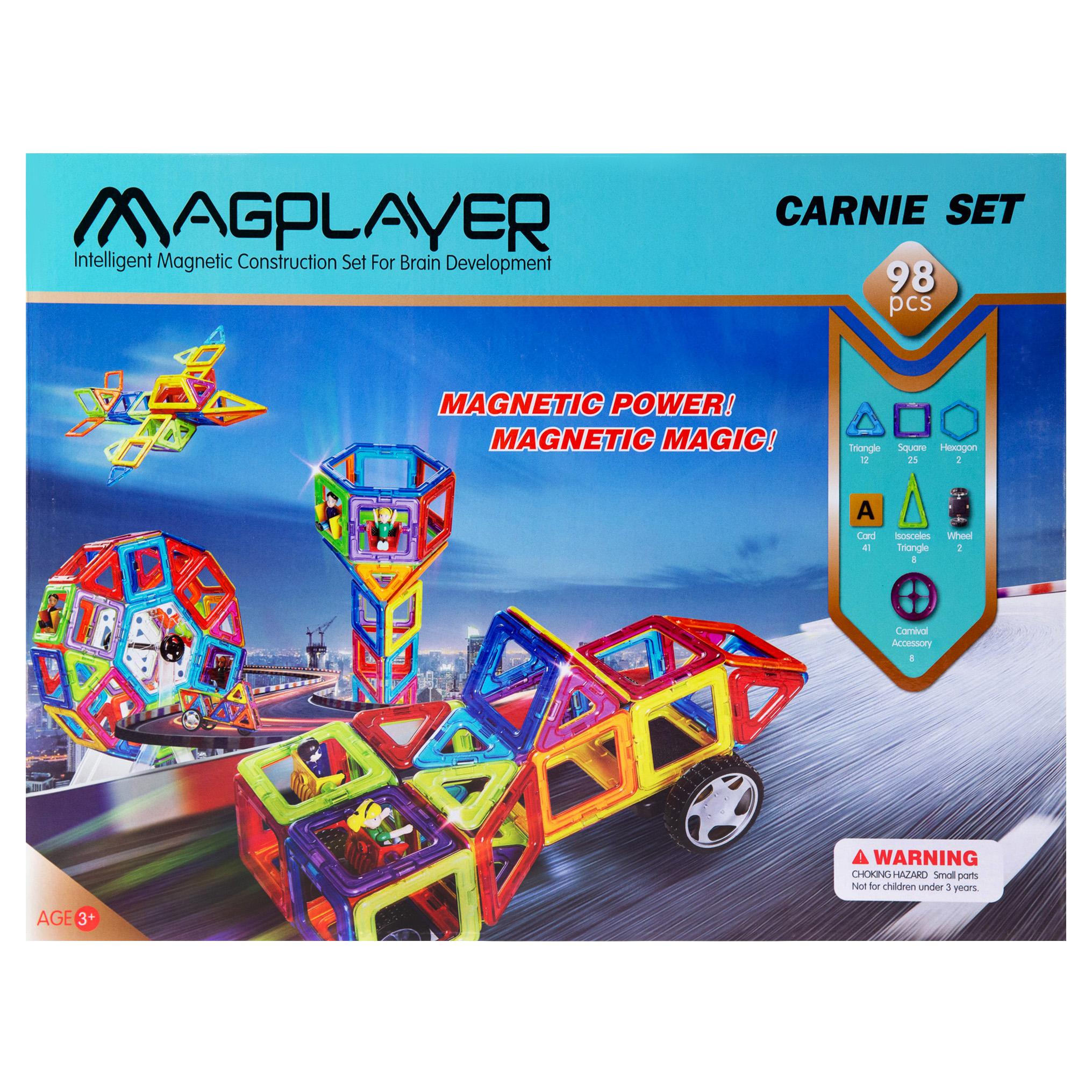 Акція на Конструктор Magplayer Магнітний набір 98 елементів (MPA-98) від Будинок іграшок