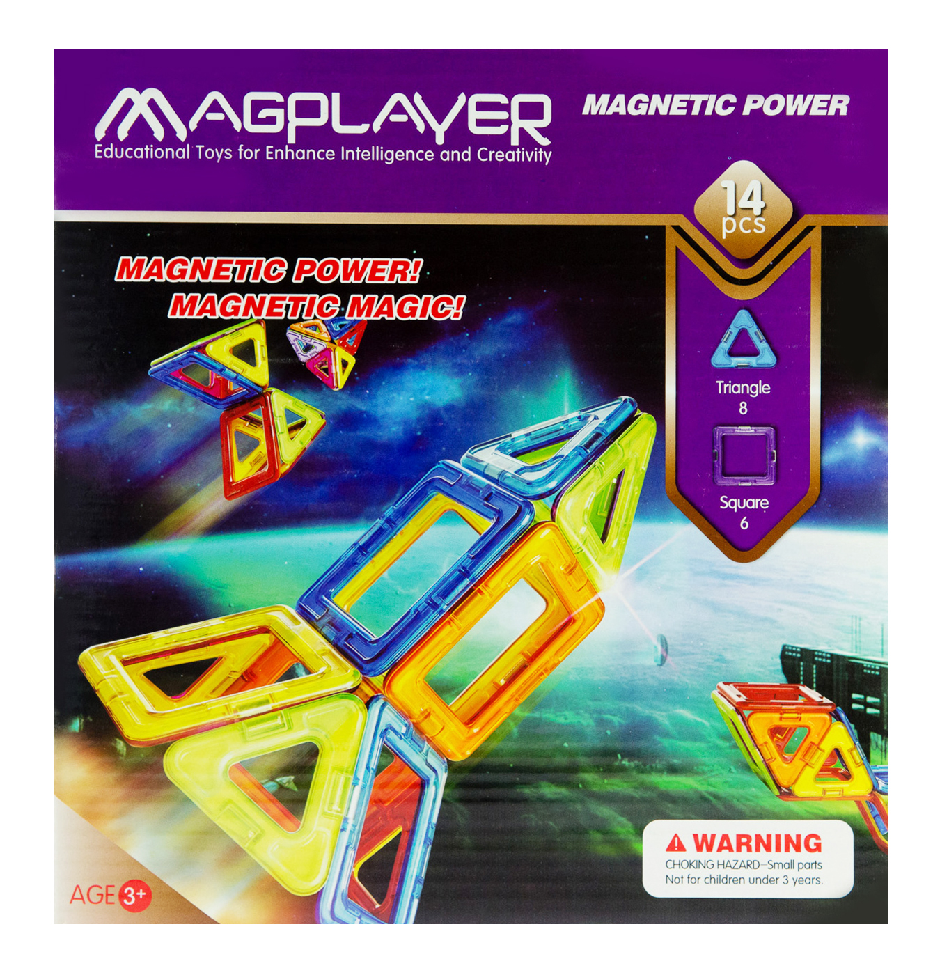 Акція на Конструктор Magplayer Магнітний набір 14 елементів (MPB-14) від Будинок іграшок