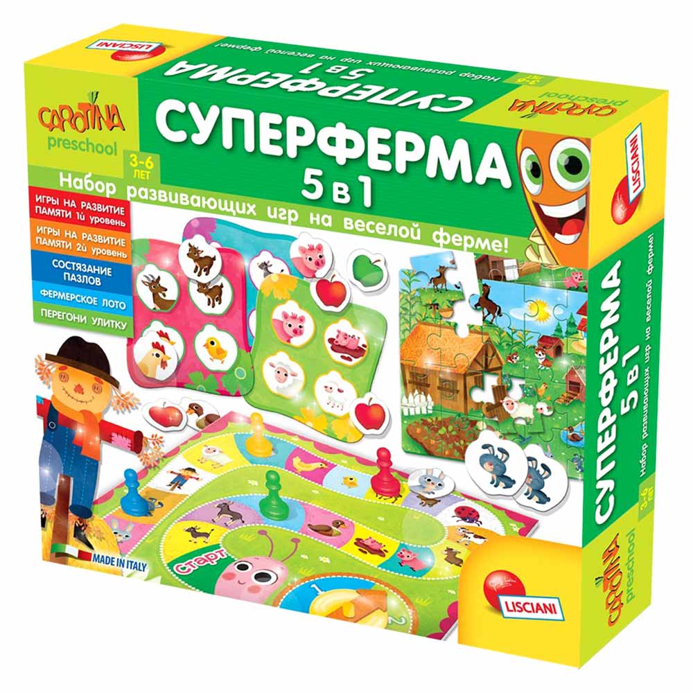

Настольная игра Lisciani Carotina Baby Суперферма 5 в 1 (R63673)