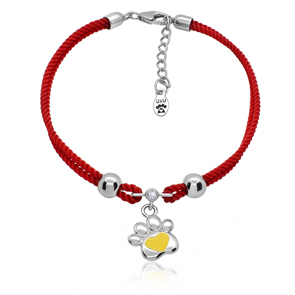 

Браслет UMa&UMi Лапка с сердцем желтый (6491322105339)