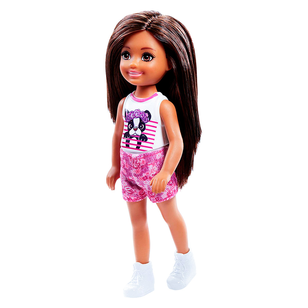 

Кукла Barbie Club Chelsea Брюнетка в топе со щенком (DWJ33/FRL81)