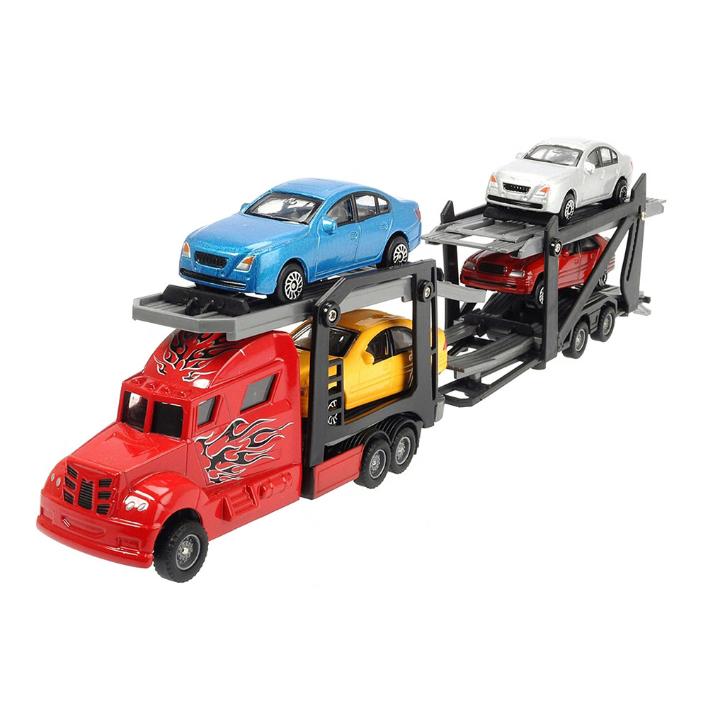 

Автотранспортер Dickie toys Красный тягач с 4 машинками 28 см (3745000/3745000-2)