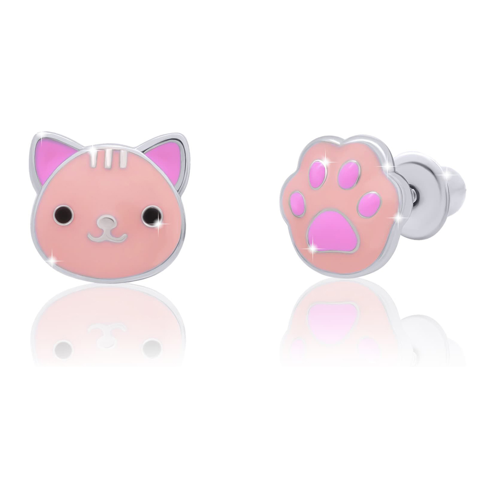

Сережки UMa and UMi Котик с лапкой коралловый (6858132394009)