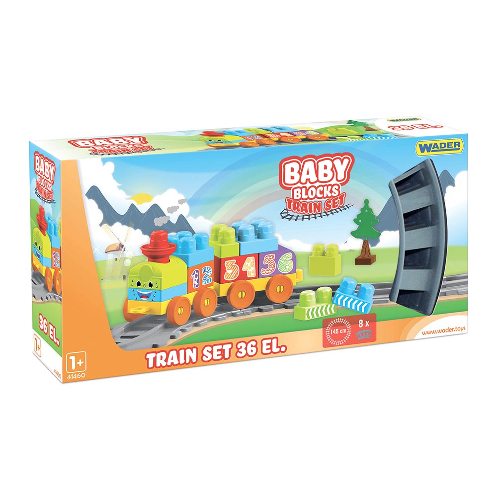 

Конструктор Wader Baby blocks Железная дорога 36 элементов 1,45 м (41460)