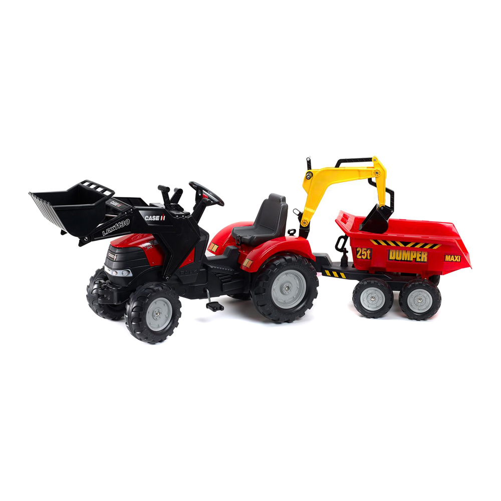

Веломобиль Falk Трактор Case IH Puma с прицепом и ковшами красный (995W)