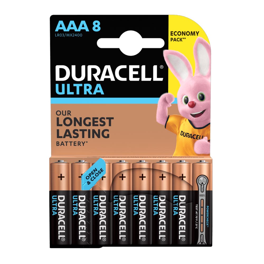 

Батарейки щелочные Duracell Ultra Power ААА 1.5V LR03 8 шт (5000394063488b)