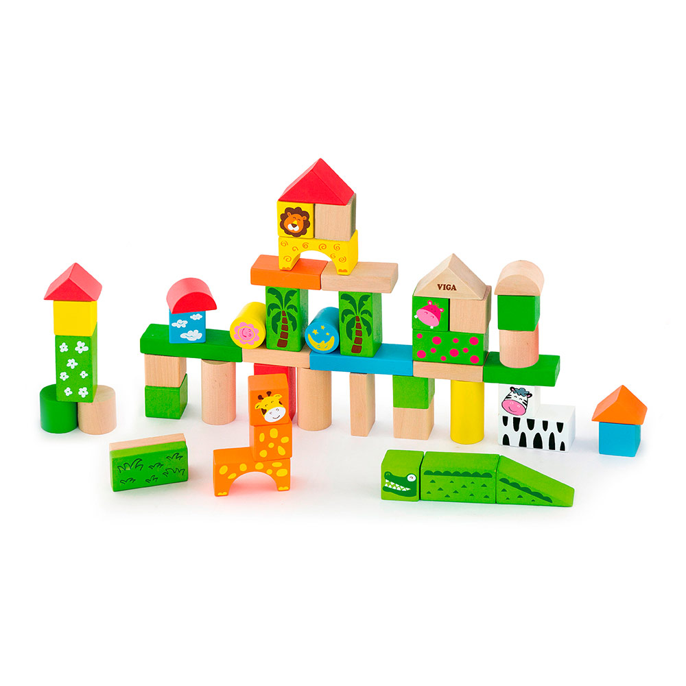 

Кубики Viga Toys Зоопарк 50 элементов (50286)