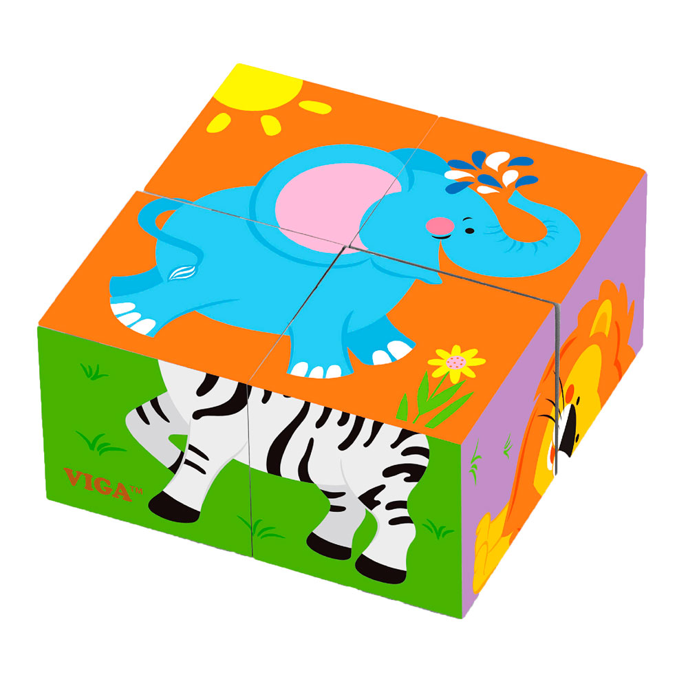 Акція на Кубики-пазлы Viga Toys Сафари (50836) від Будинок іграшок