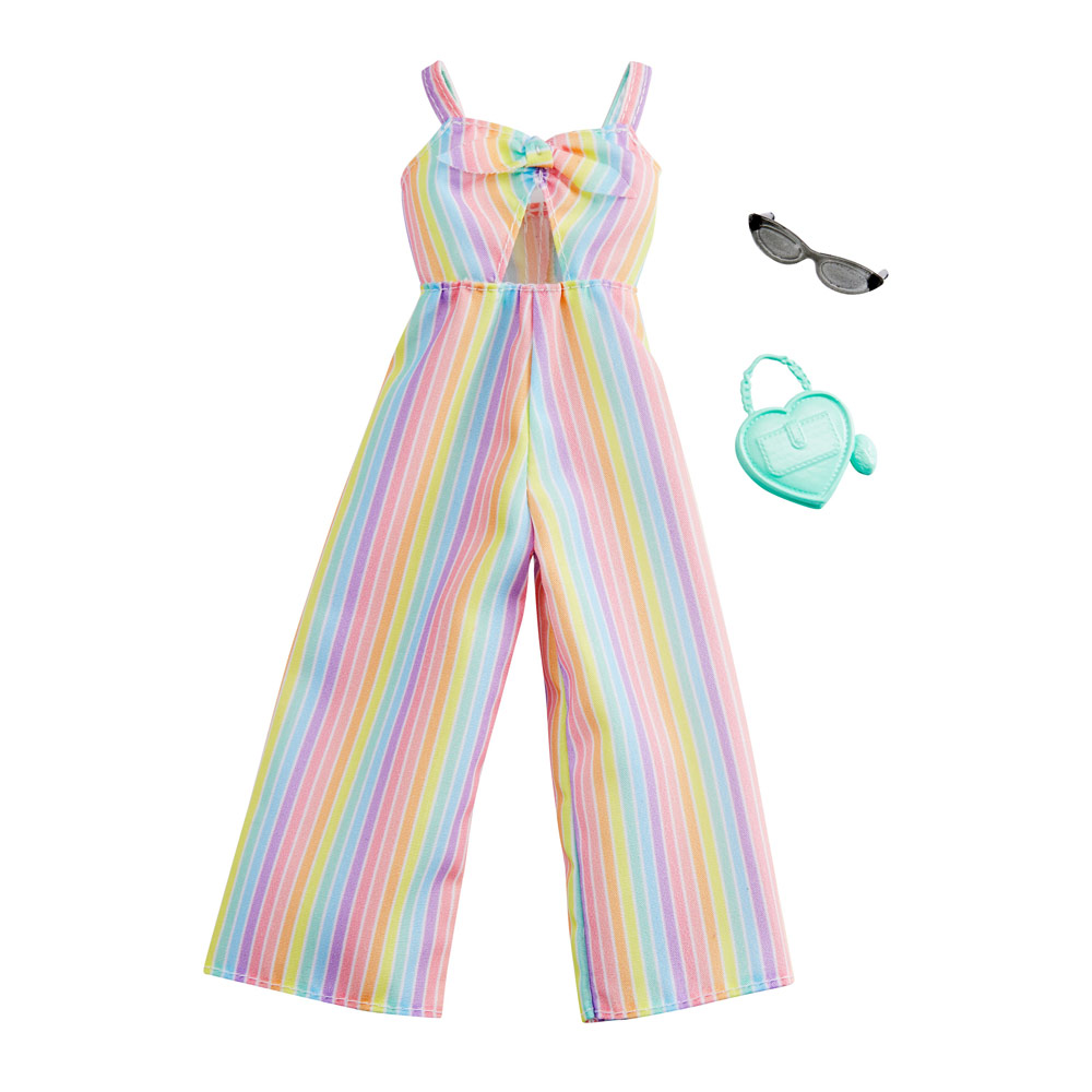 

Одежда Barbie Одень и иди радужный комбинезон (FYW85/GHW76)