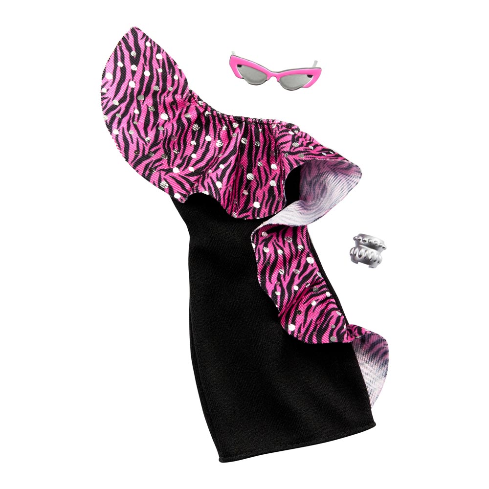 

Одежда Barbie Одень и иди черное платье с воланом (FYW85/GHW78)