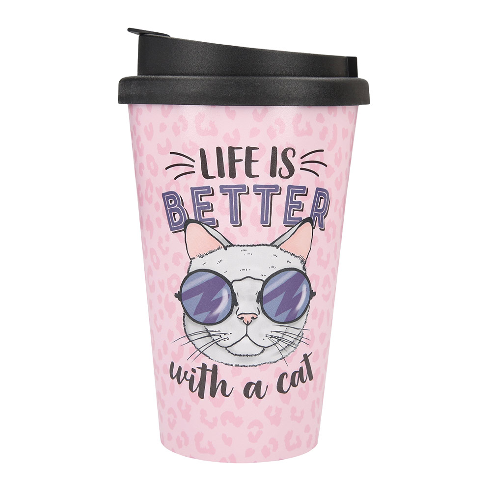 

Стакан Top Model Life is better with a cat 350 мл с крышкой (042180/31)