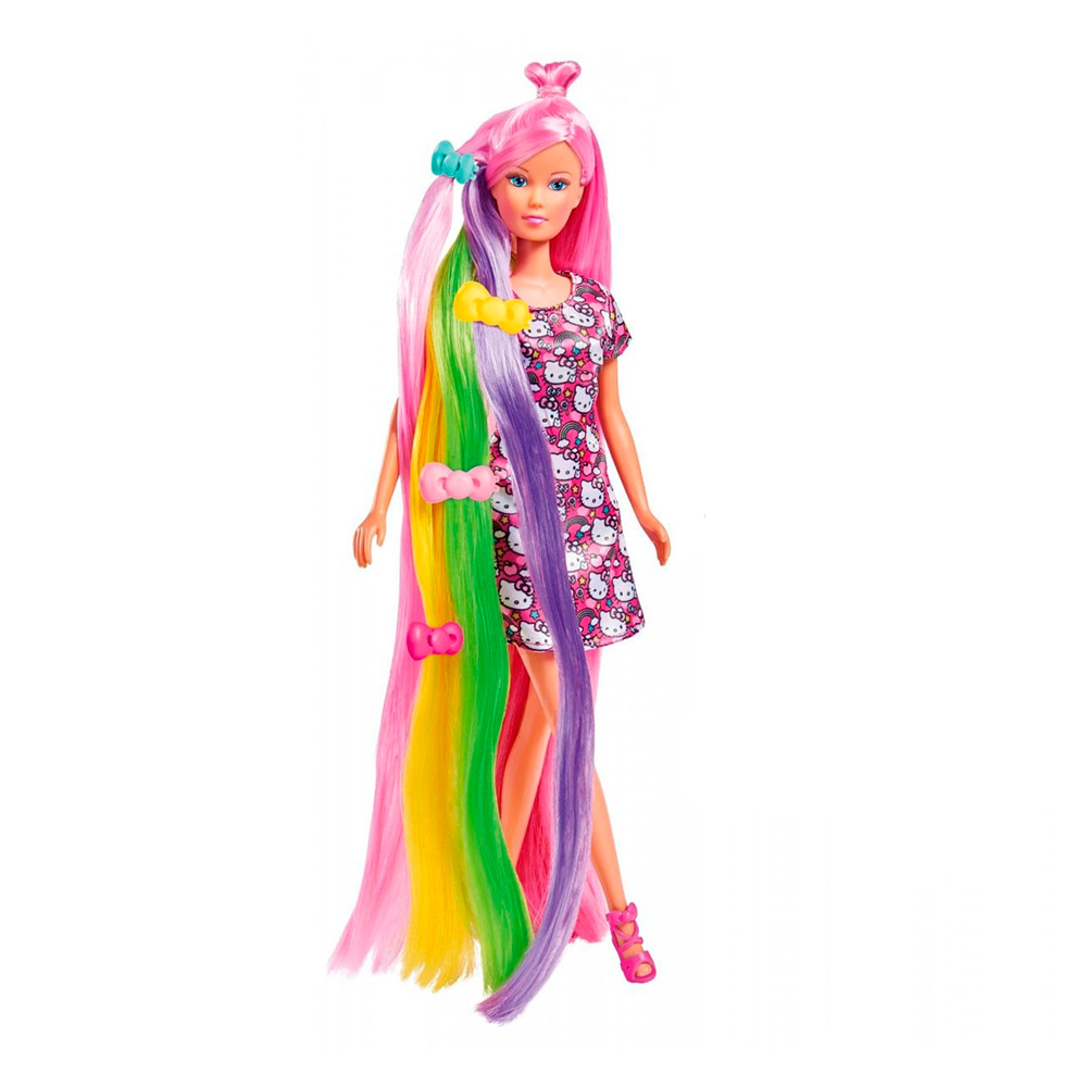 Акція на Лялька Steffi & Evi Love Hello Kitty Райдужна зачіска з аксесуарами (9283011) від Будинок іграшок