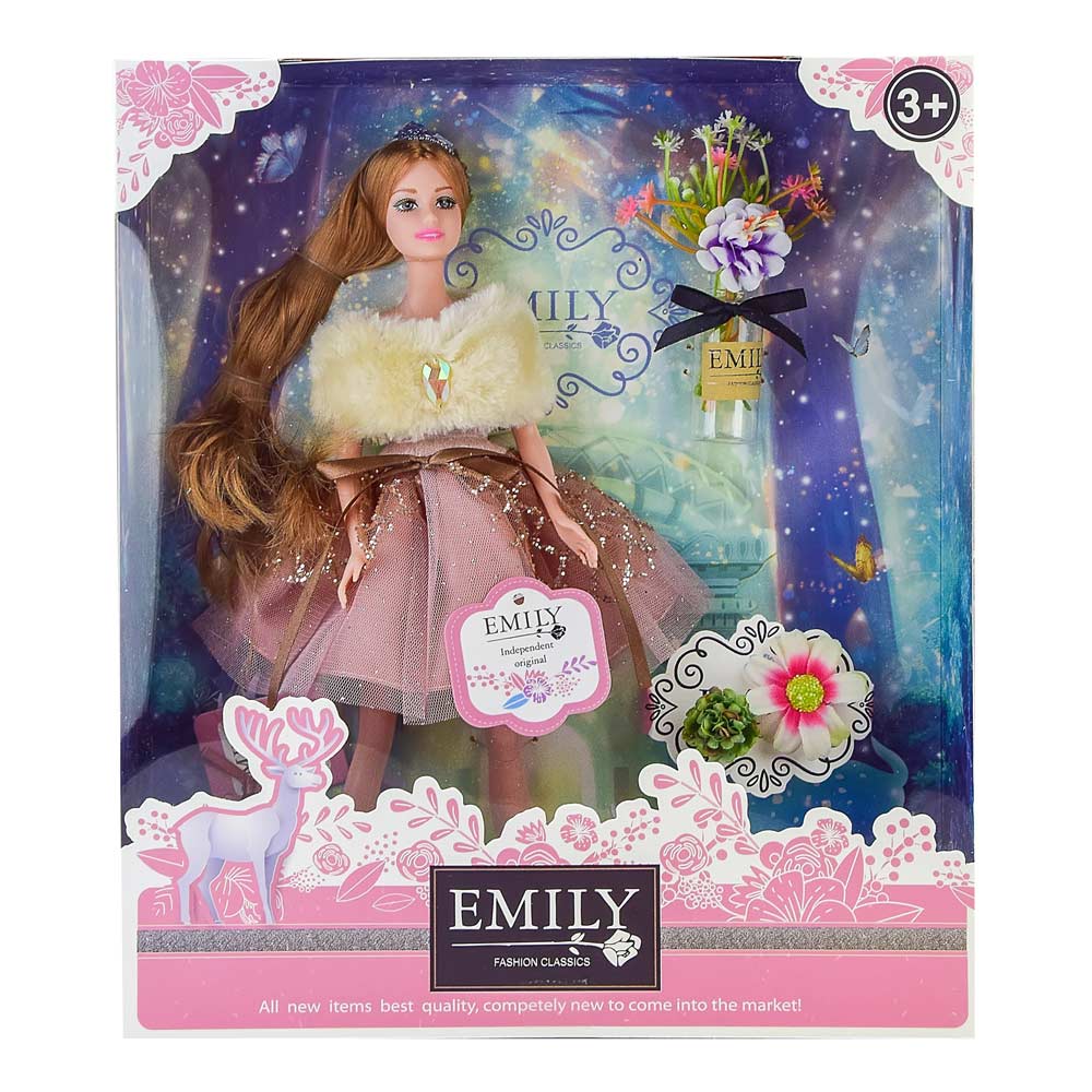 

Лялька Emily в рожевій сукні з хутряною накидкою і букетом (QJ087A)