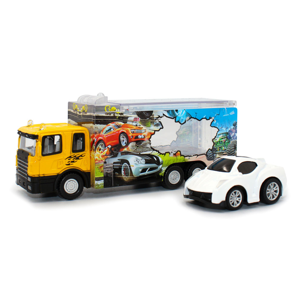 

Автотранспортер Funky Toys Быстрое перевозки 1:60 с белой машинкой (FT61050)