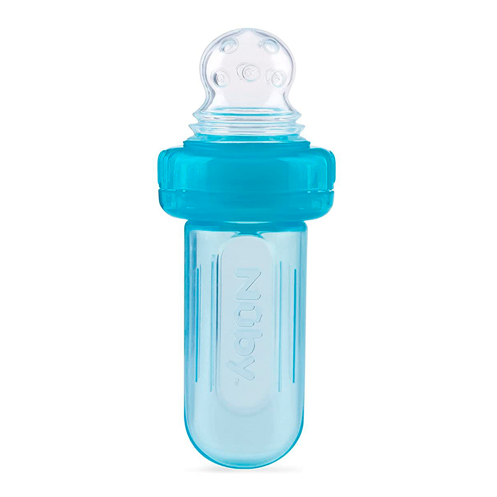 

Силіконовий фідер Nuby Easy Squeezy із захисним ковпачком синій (5577/5577blu)