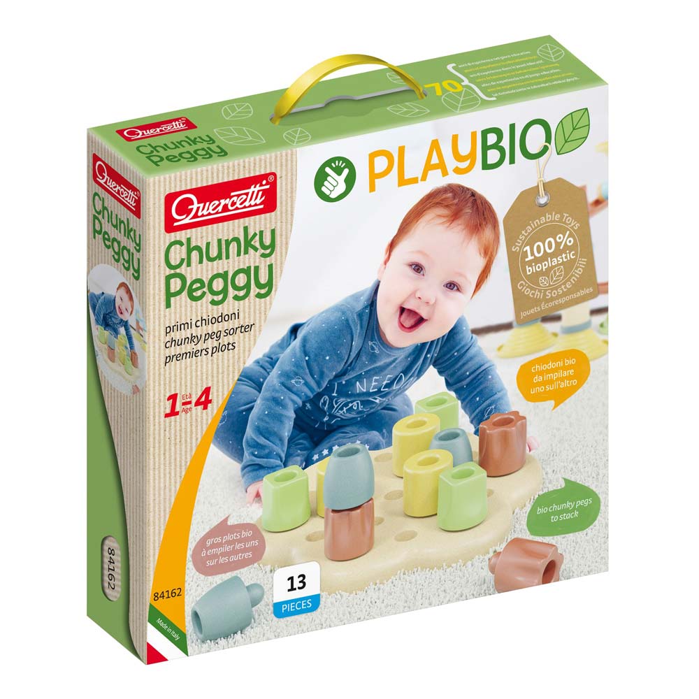 

Іграшка-мозаіка Quercetti Play Bio Геометрія максі Chunky peggy 12 елементів (84162-Q)
