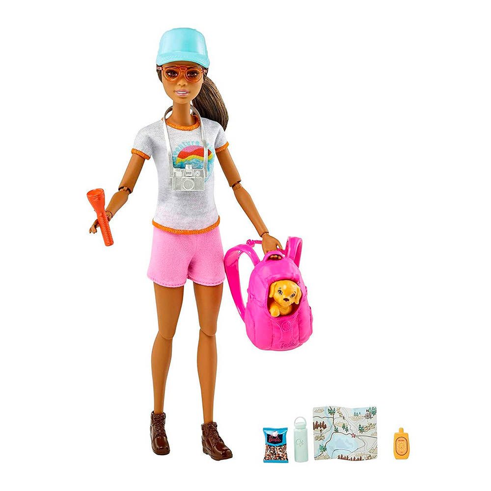 Акція на Кукла Barbie Активный отдых Брюнетка с щенком (GKH73/GRN66) від Будинок іграшок