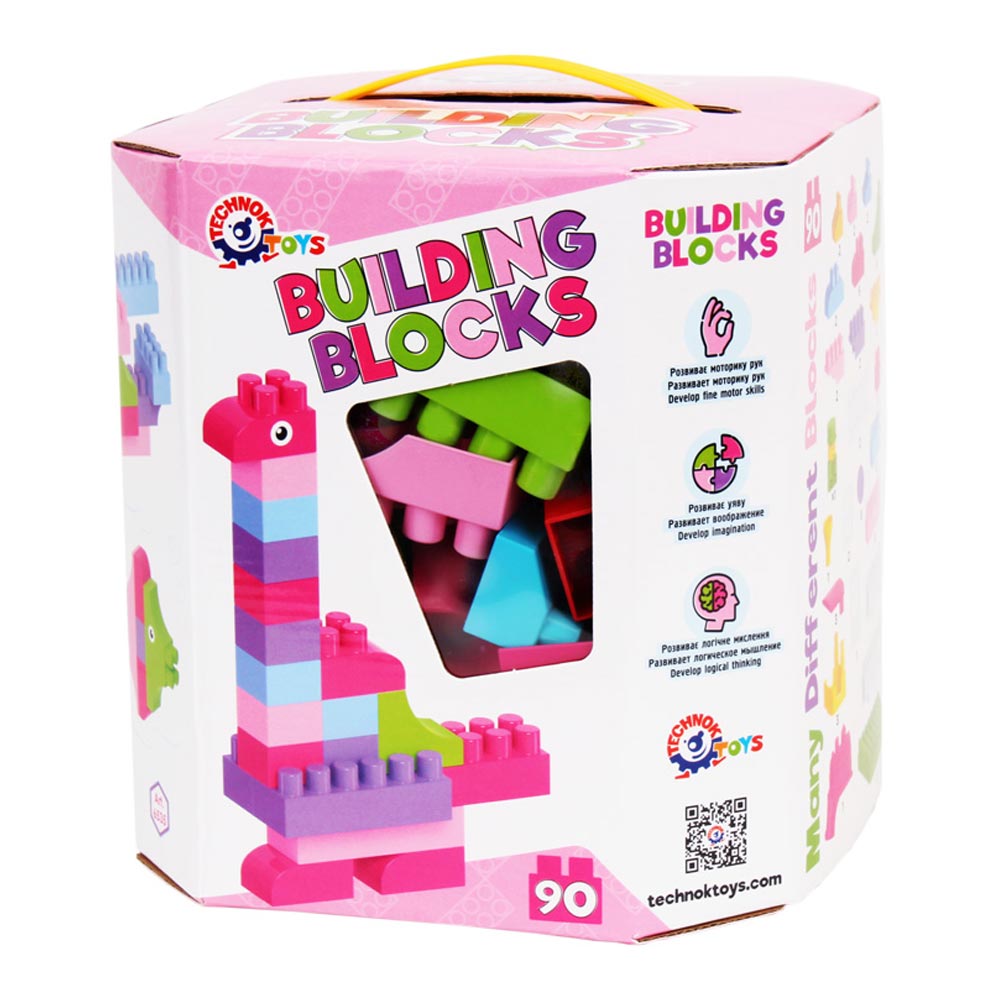 Акція на Конструктор Technok Будівельні блоки рожевий 90 деталей (6535) від Будинок іграшок