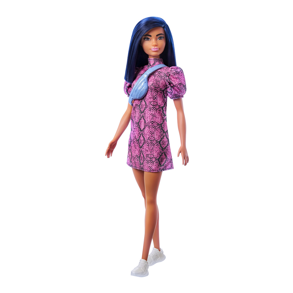 

Кукла Barbie Fashionistas с синими волосами в розовом платье (GXY99)