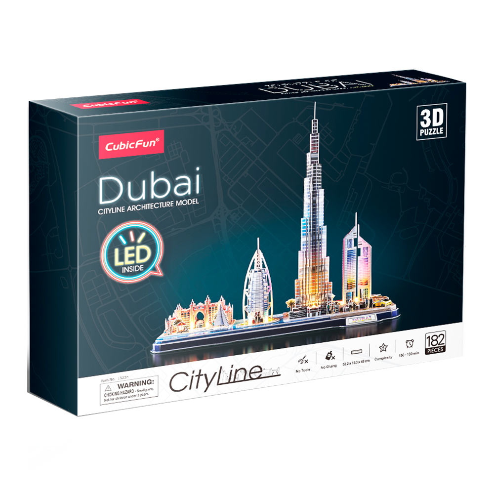 

Тривимірний пазл CubicFun City line Дубай із LED-підсвічуванням (L523h)