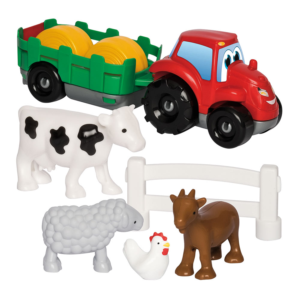 

Конструктор Ecoiffier Abrick Скоростное авто Трактор с прицепом 21 элемент (003348)