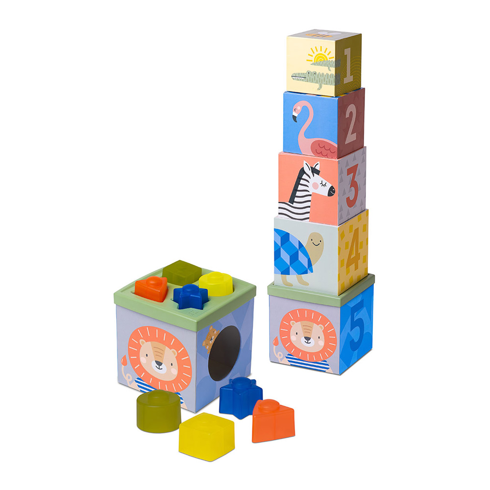 Акция на Сортер-пірамідка Taf toys Саванна Кубики Африка (12725) от Будинок іграшок