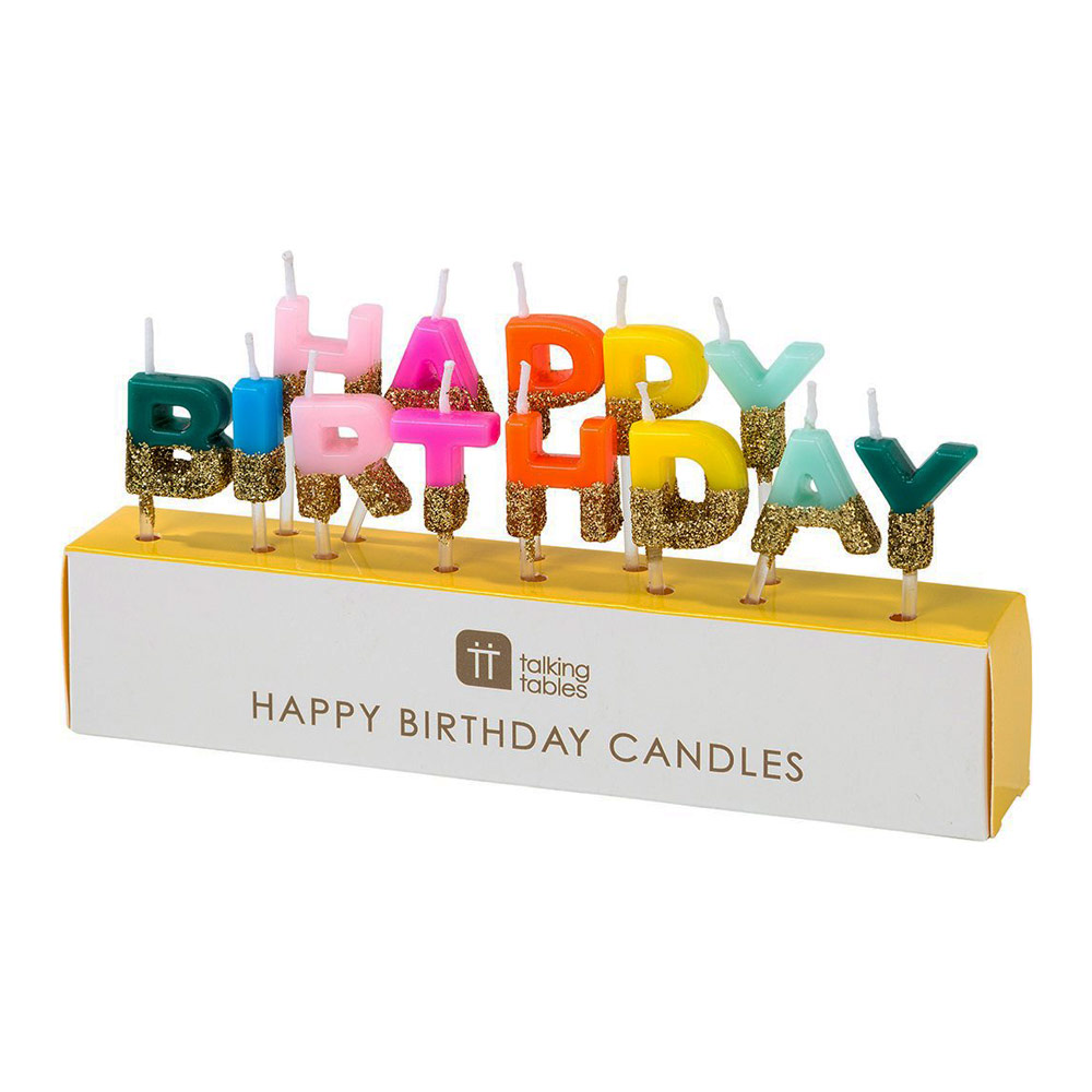 

Свечки для торта Talking tables С Днем рождения Радуга с блестками 13 штук (RAIN-CANDLE-HB)