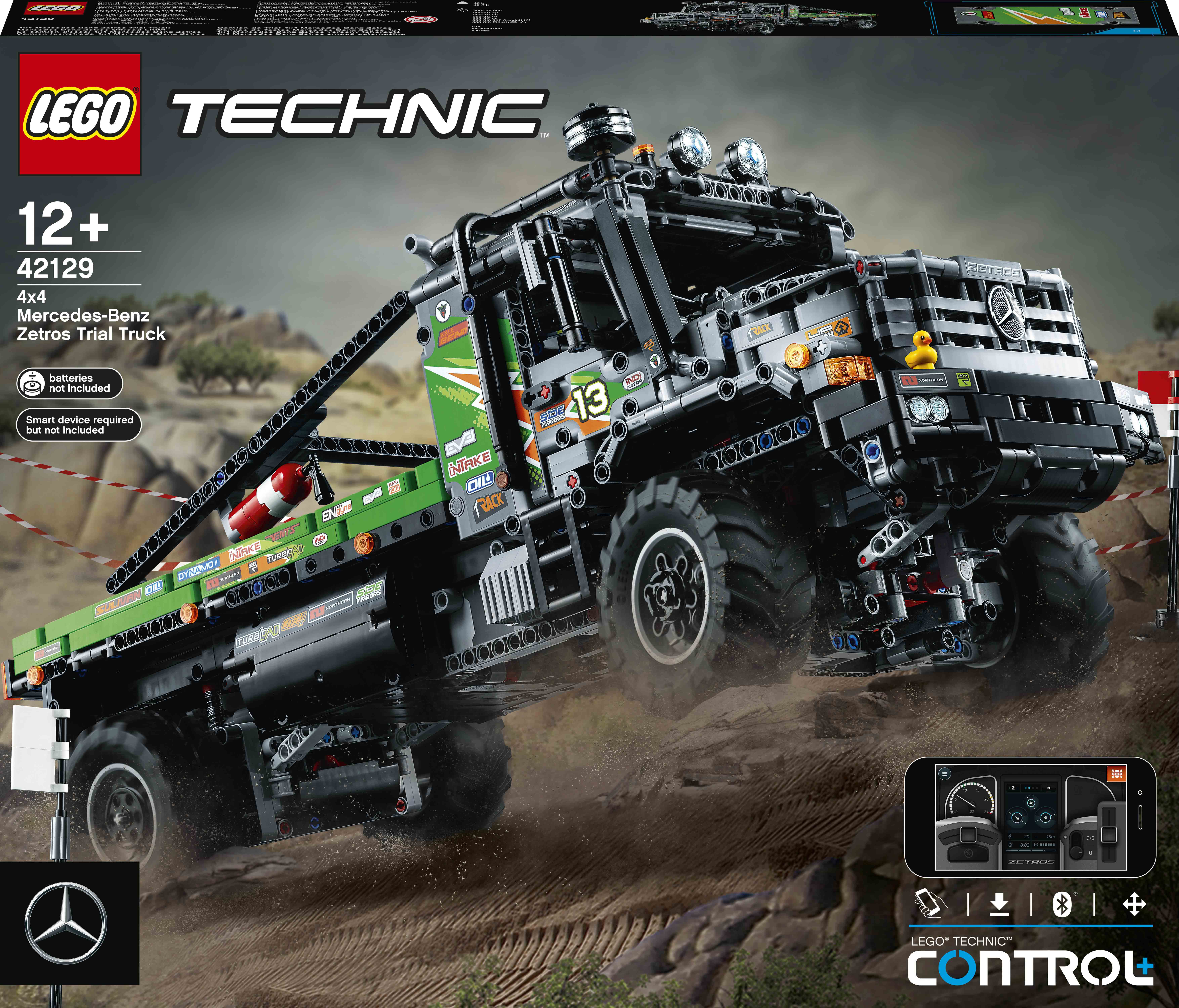 

Конструктор LEGO Technic Повнопривідна вантажівка для випробувань Mercedes-Benz Zetros із керуванням з додатка (42129)