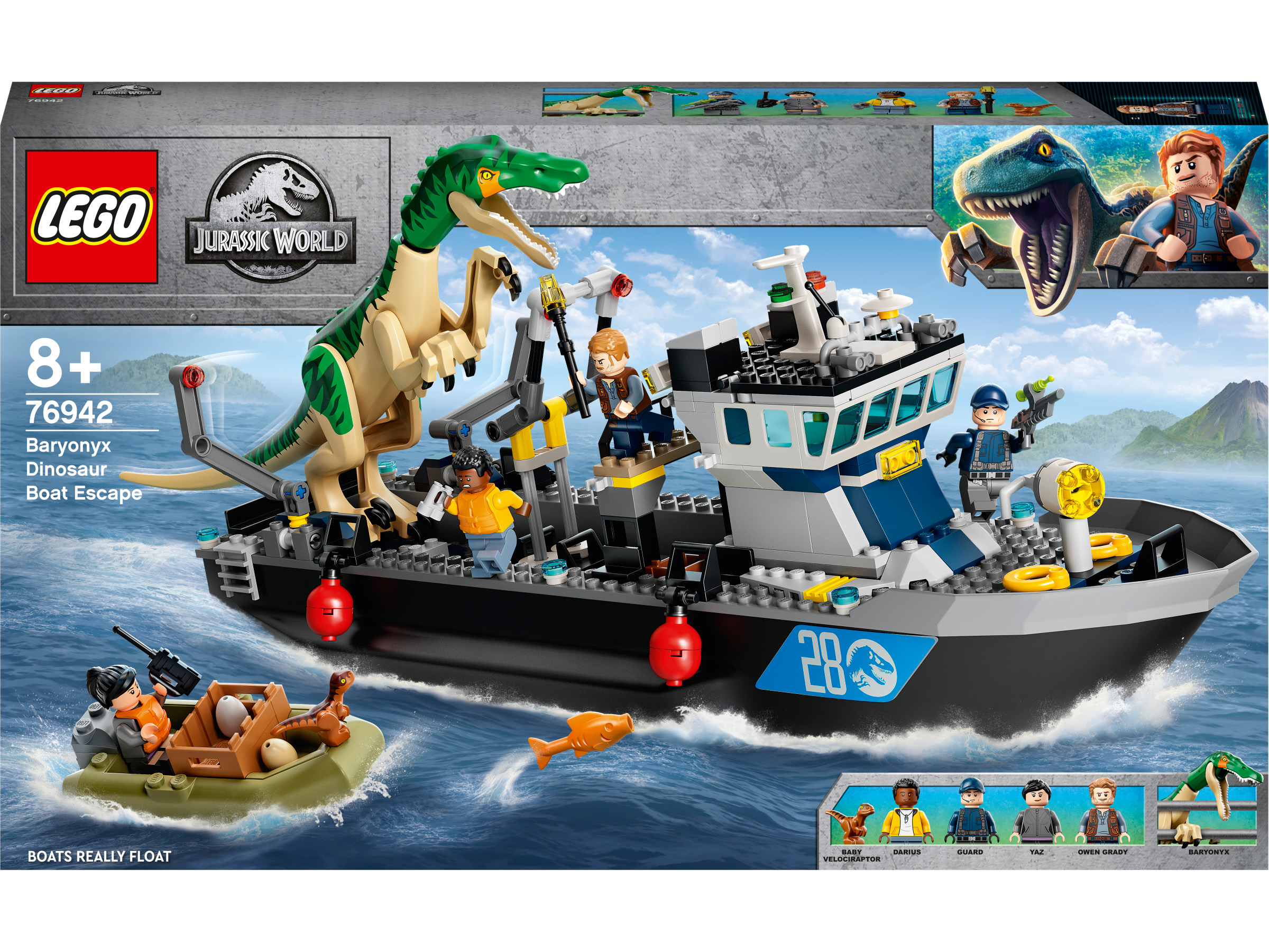

Конструктор LEGO Jurassic World Побег динозавра бариониксана на лодке (76942)