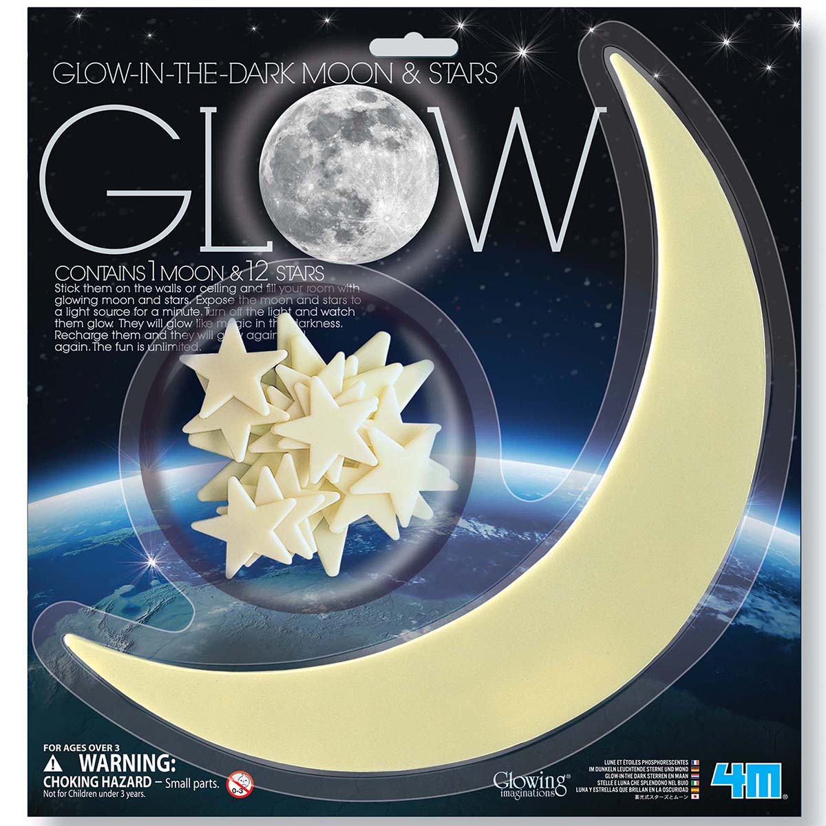 

Набор светящихся наклеек 4M Glow Луна и звезды 13 штук (00-05215)