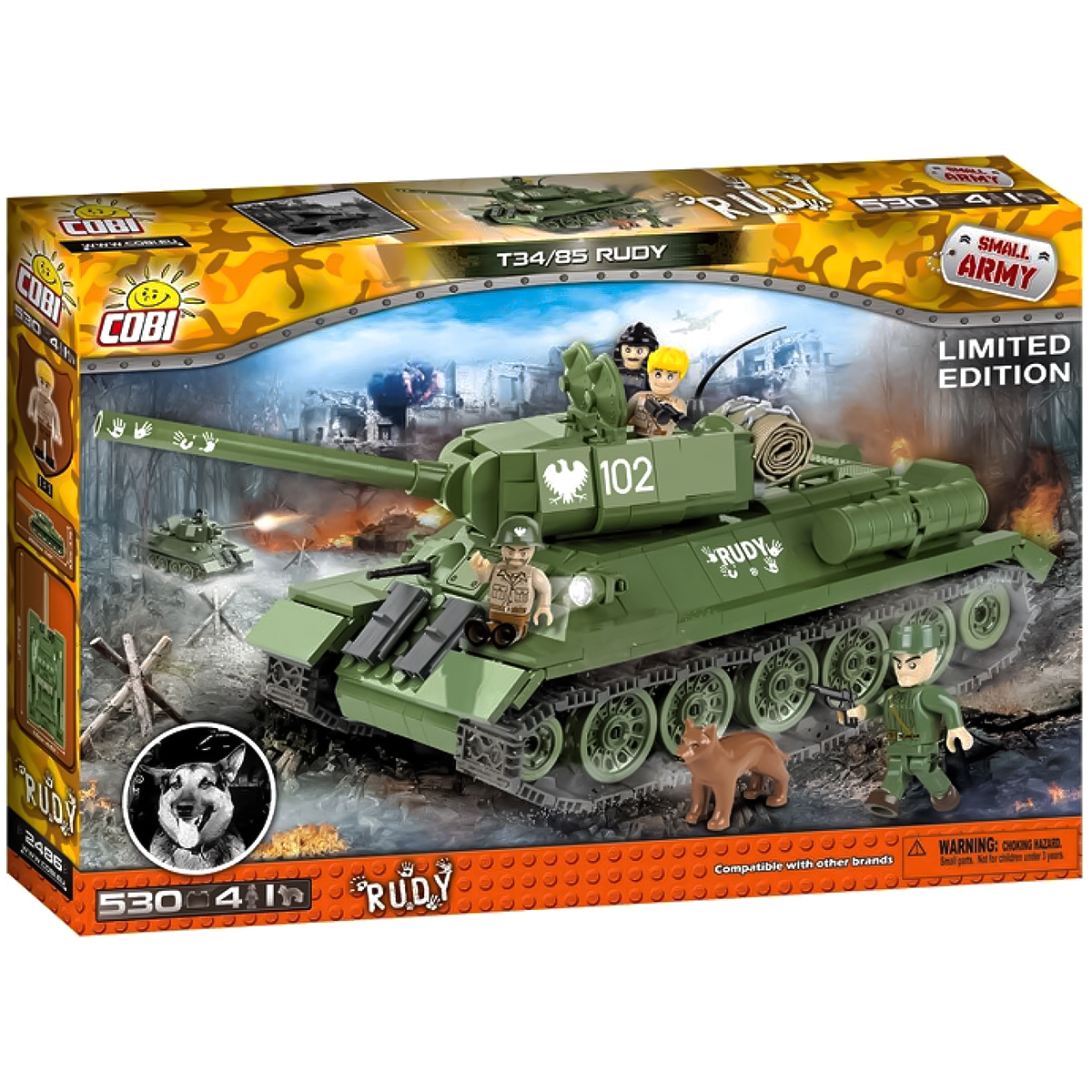 

Конструктор COBI Small army Чотири танкісти і пес 530 деталей (COBI-2486A)