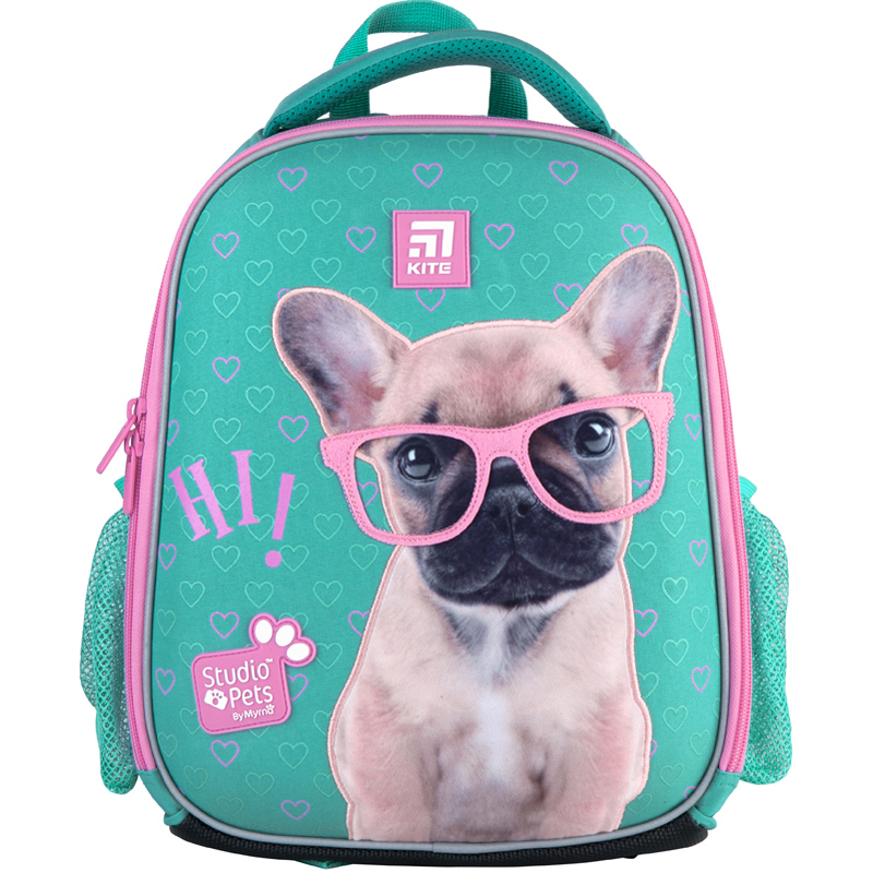 

Рюкзак школьный Kite Studio pets Мопс в розовых очках (SP21-555S-1)