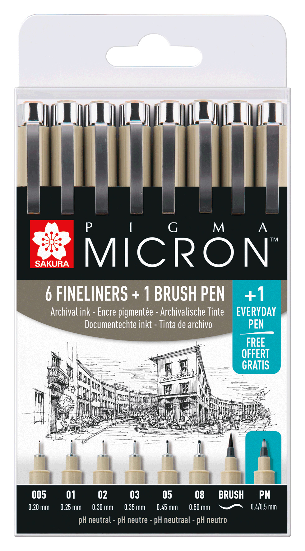 

Набір лінерів Sakura Pigma micron чорні 6 штук з Pigma лайнер-пензлем та Pigma micron PN ручкою (POXSDK8S)