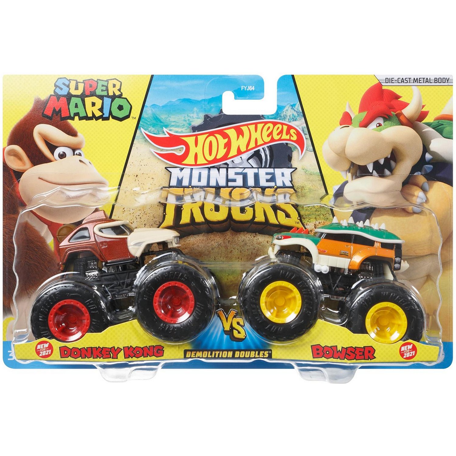 

Набор машинок Hot Wheels Monster Trucks Донки конг і Боузер (FYJ64/GTR48)