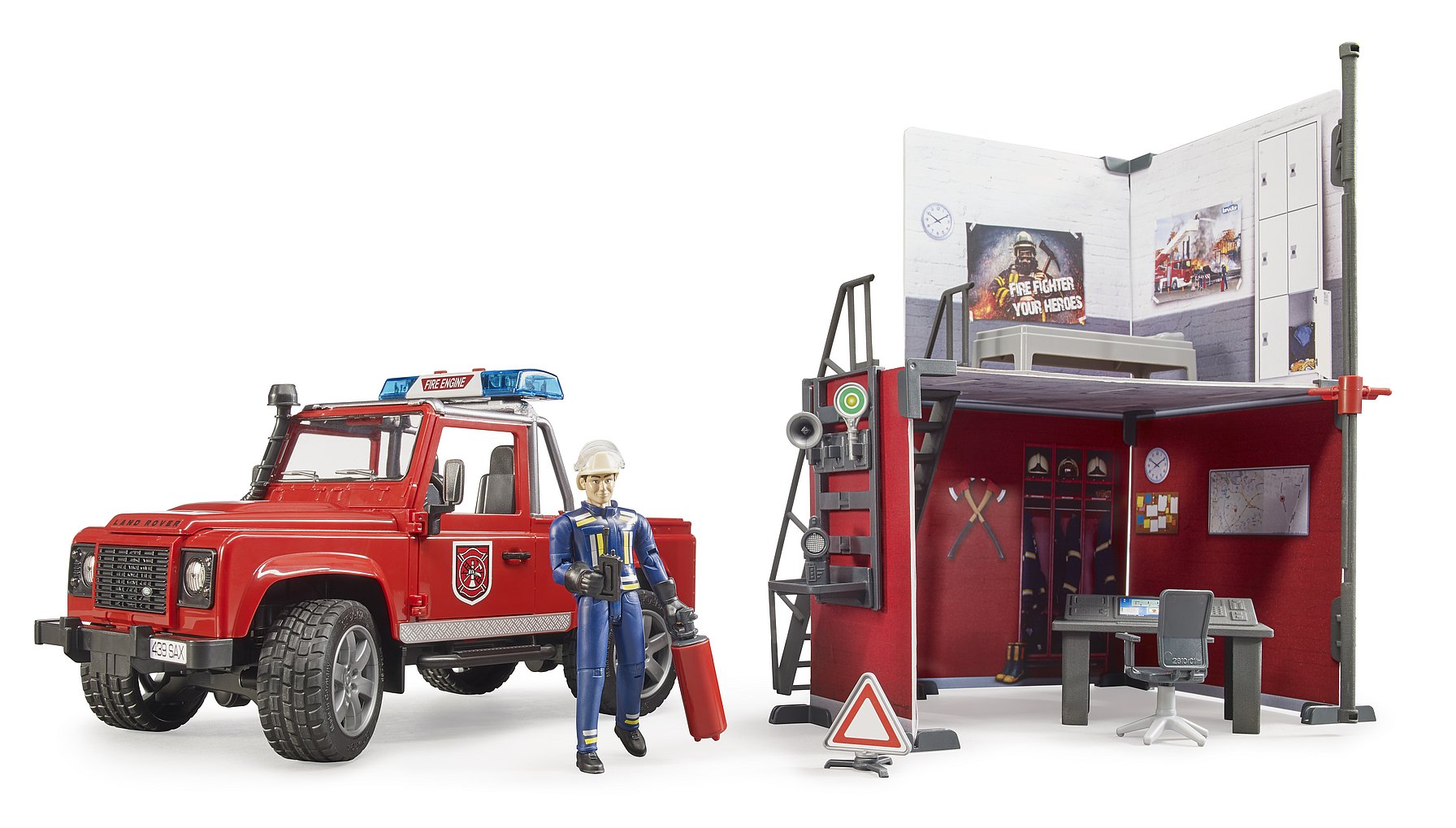 Акция на Ігровий набір Bruder Top Profi Series Пожежна станція з Land Rover Defender (62701) от Будинок іграшок