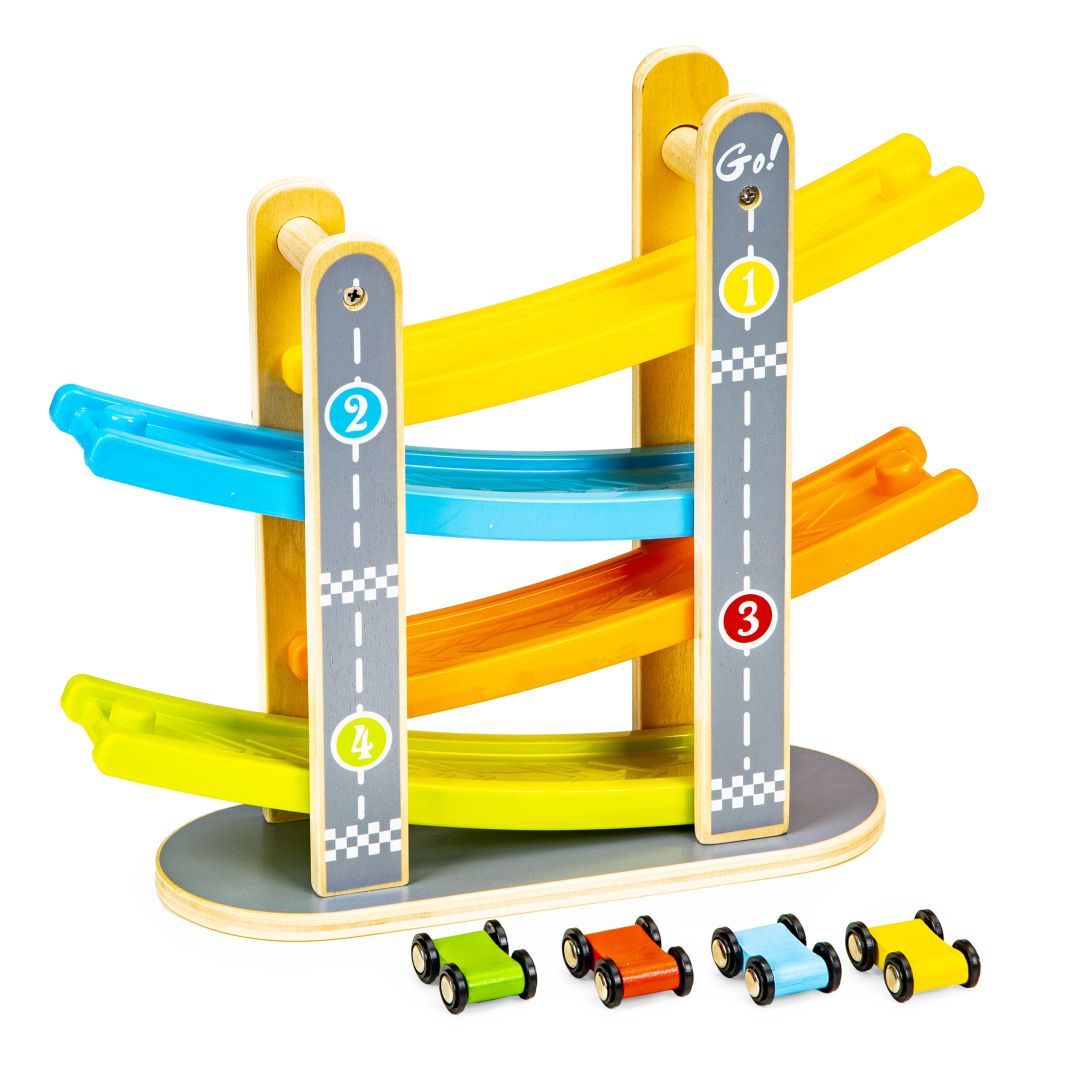 

Игровой набор Ecotoys ​Деревянный спуск с машинками (SAWT093-3)