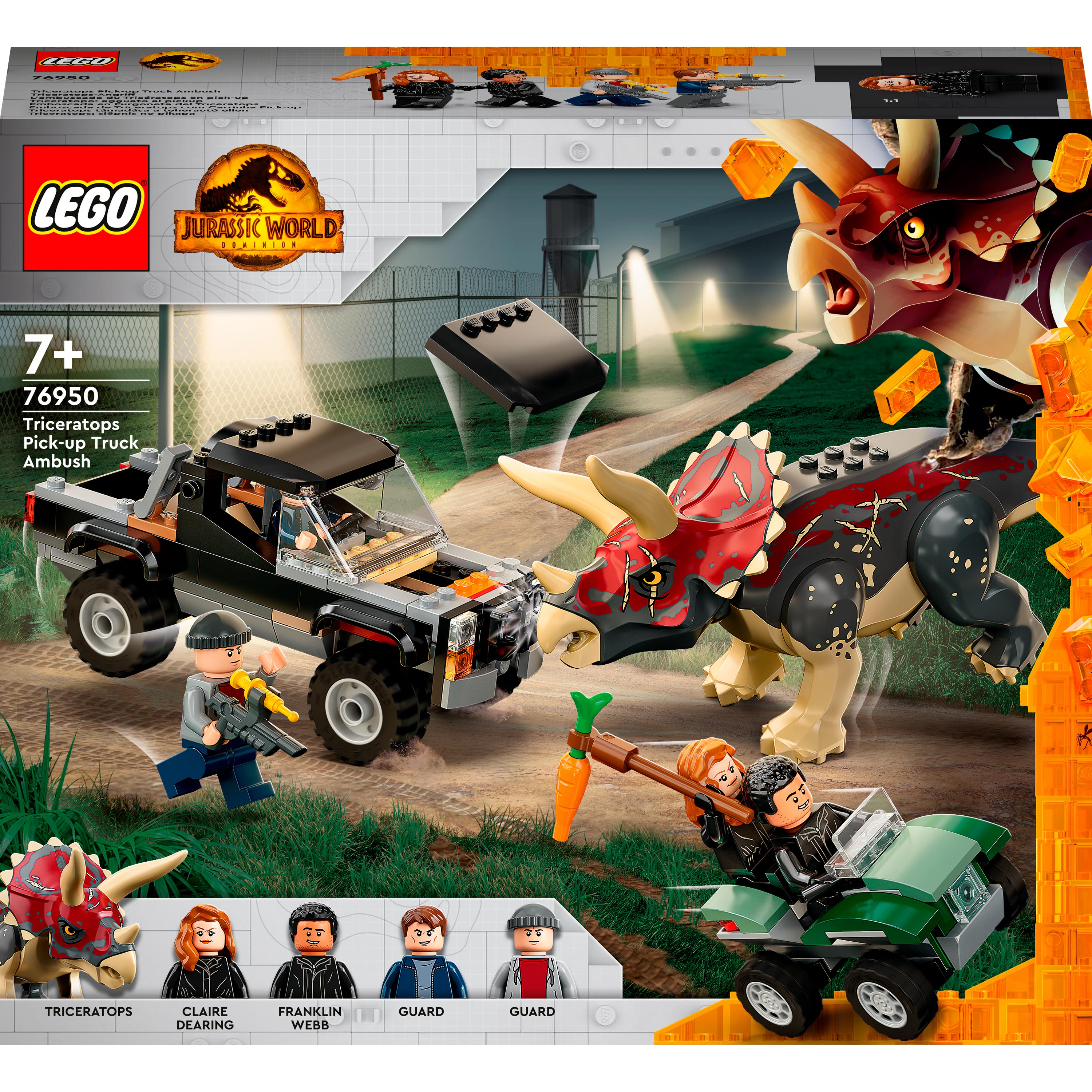 

Конструктор LEGO Jurassic World Напад трицератопса на пікап (76950)